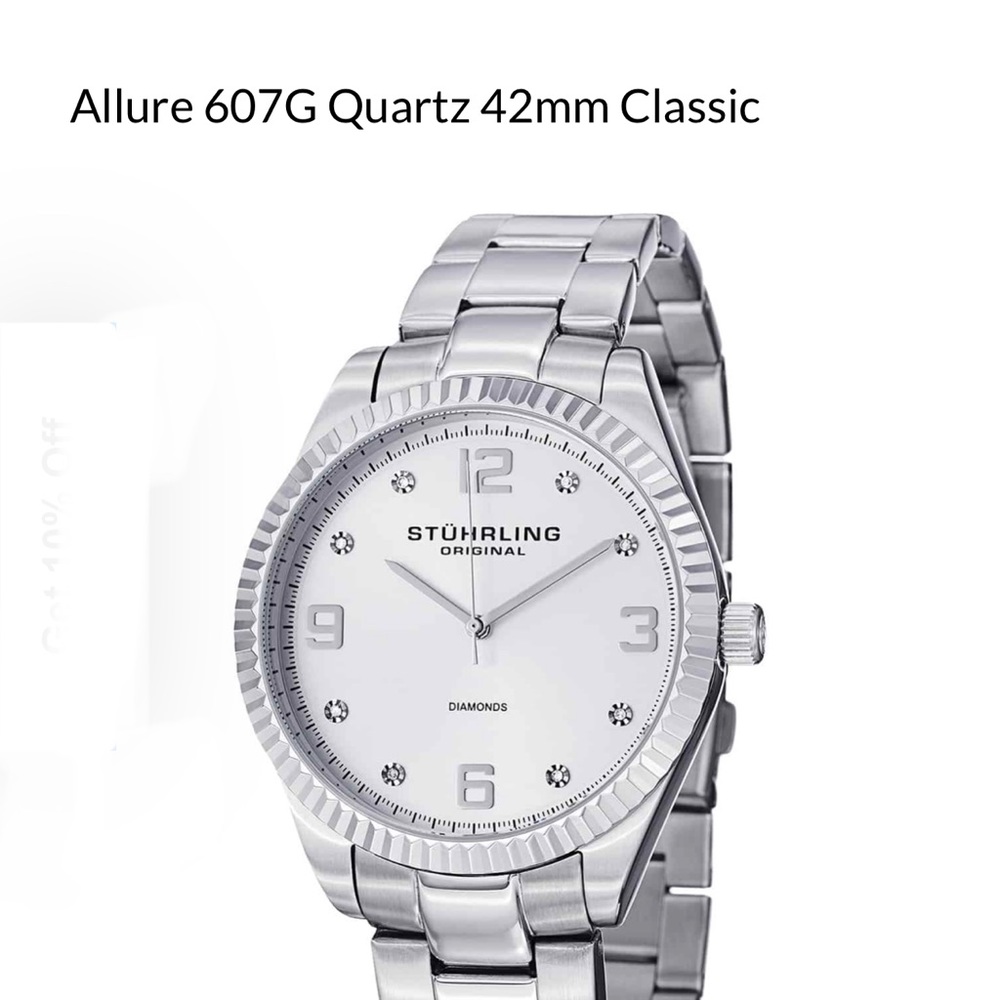 Men’s Stuhrling stainless steel watch with diamonds